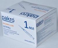 1 мл трехкомпонентный шприц Pakro инсулиновый U100 , с иглой 0,3х13, 100 шт купить в Чите