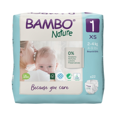 Эко-подгузники Bambo Nature 1 (2-4 кг), 22 шт купить оптом в Чите